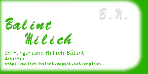 balint milich business card